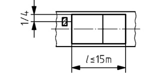 Sample position for non-alloy steel plate, nominal thickness > 50 mm, length ≤ 15 m
