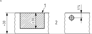 Figure b: Tensile test piece position for nominal thickness > 30 mm, option 1