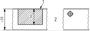 Tensile test piece position for nominal thickness > 30 mm